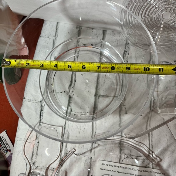 Acrylic Serving Bowl Divided W/dip Bowl  & Utensils Veggies, Fruits,cold salads - Picture 7 of 16
